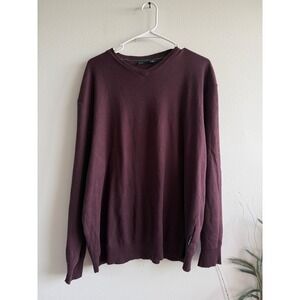 Golf Mens Burgundy 100% Cotton V-Neck Long Sleeve Knit Sweater Size XL‎ 3153